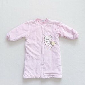 Helicopter Baby Pink Quilted Winter Coat Cardigan Robe Bear and Chick Cotton 3T